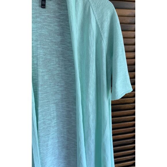 Eileen Fisher Mint Green Sz XS (Cotton Silk) Open Tunic Cardigan Sweater sku 397 - Picture 3 of 9